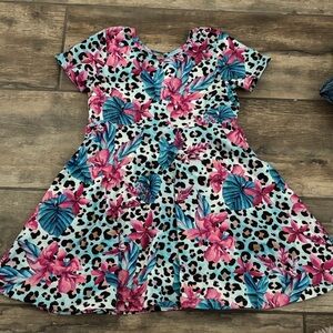 Floral and Leopard Print Kids Dress